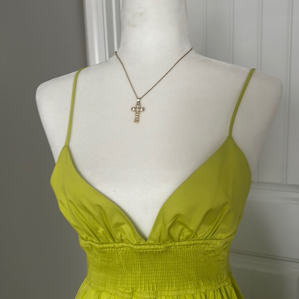 Kiwi lime green sundress with thin straps. Vcut maxi sundress brand new